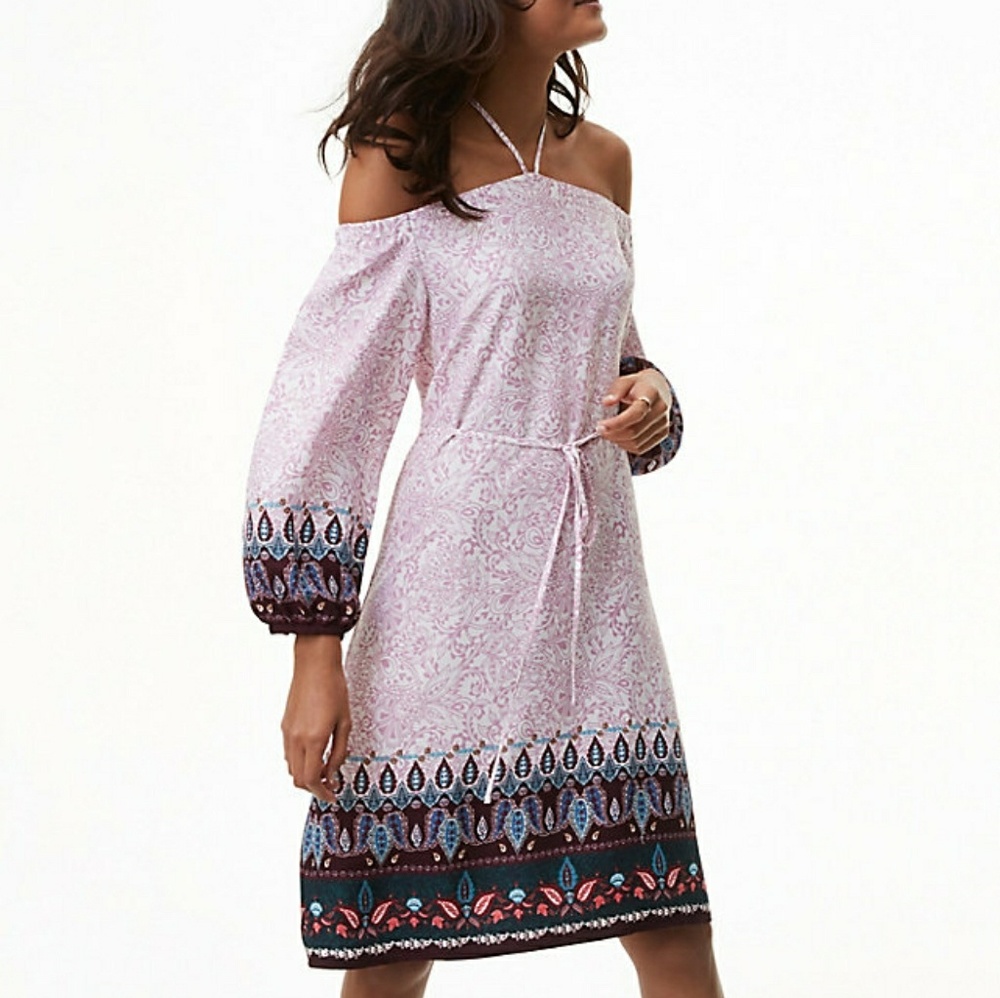 NWT Petite Paisley Off The Shoulder Halter Dress